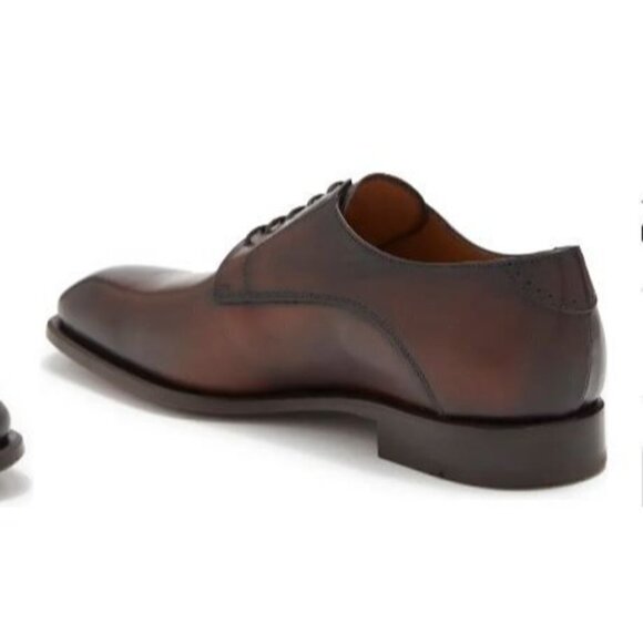 Antonio Maurizi Mens Cognac Leather Round Toe Lace Up Derby Dress Shoe Sz 10 New main image 8